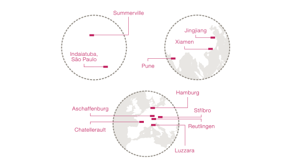 Produktionsstandorte der KION Group weltweit (Grafik)