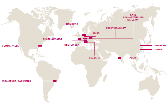Produktionsstandorte der KION Group (Weltkarte)