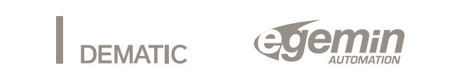 Dematic und Egemin Automation (Logo)
