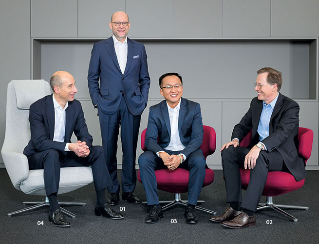 Der Vorstand: Gordon Riske, Dr. Eike Böhm, Ching Pong Quek und Dr. Thomas Toepfer (Foto)