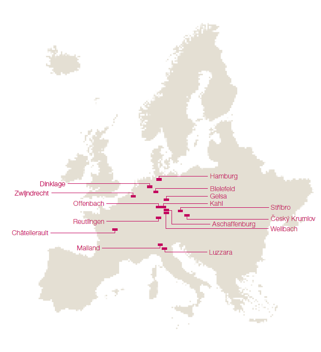 Produktionsstandorte der KION Group – Europa (Weltkarte)