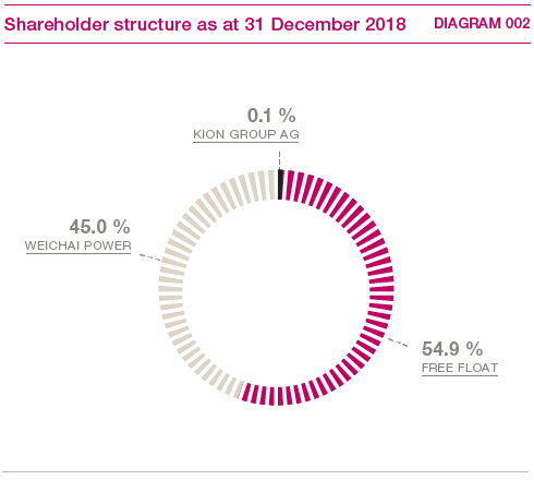 Shareholder structure as at 31 December 2018 (pie chart)