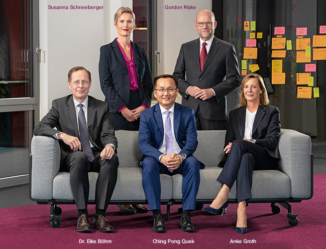 Der Vorstand: Susanna Schneeberger, Gordon Riske, Dr. Eike Böhm, Ching Pong Quek und Anke Groth (Foto)